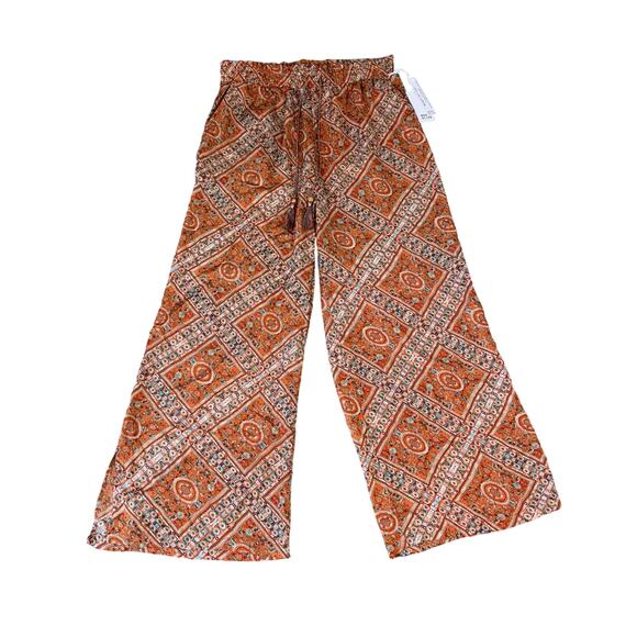 Rose Olive Wide Leg Pull-On Boho Pants US Women's L - Picture 1 of 8